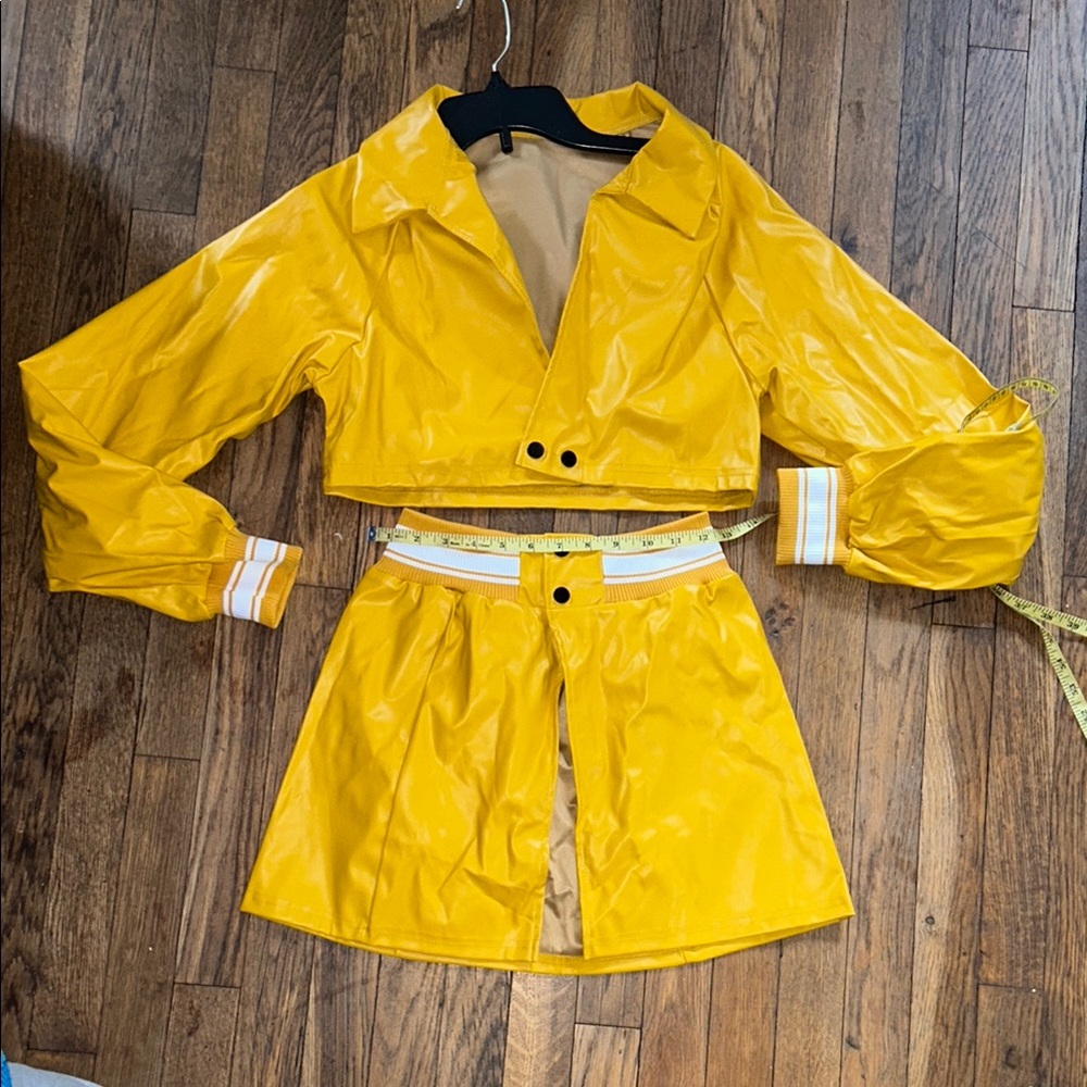 Yellow Two-Piece Jacket and Skirt Set